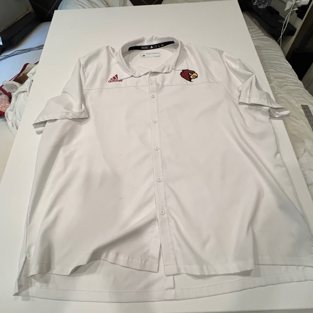 Louisville Cardinals Adidas 3XL White Sideline Coaches Performance Shirt